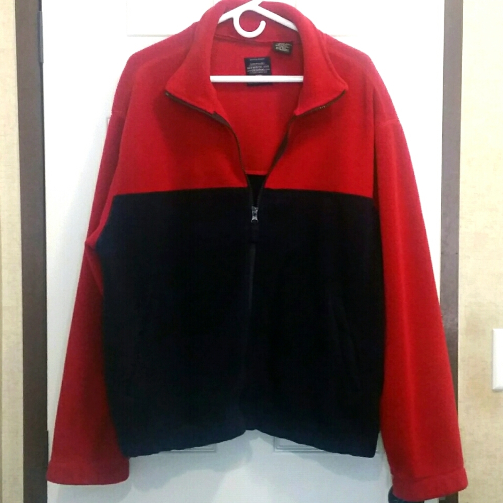 Faded Glory Heavy Fleece Jacket Berry/Navy Sz Lg